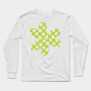 Checker Board Flower - lime green and pistachio Long Sleeve T-Shirt